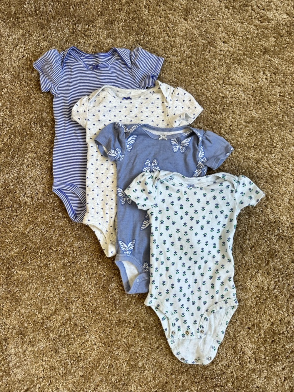 Carters Baby Girls Blue Mix Short-Sleeve One-Piece Bodysuit Set